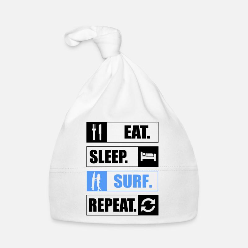 Eat Sleep Surf Repeat Surfen Baby Bio-Mütze