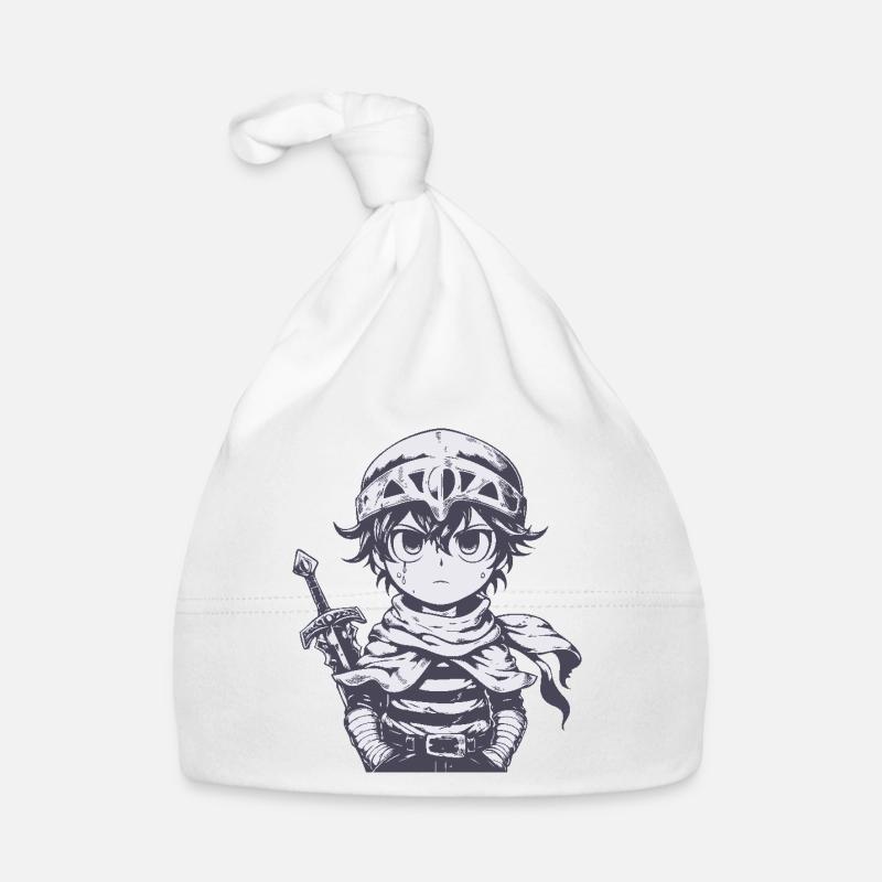 Petit chevalier de la forêt avec épée - Bonnet bio Bébé - blanc