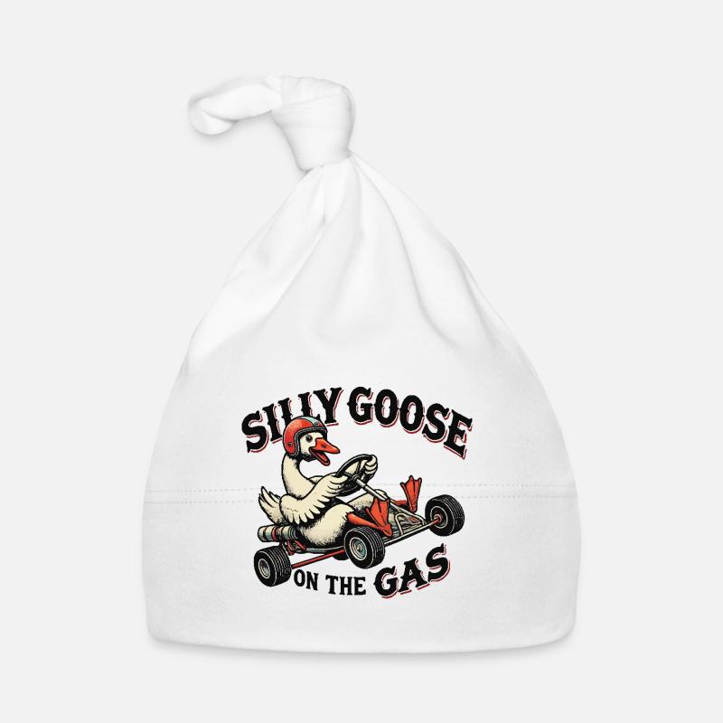 Crazy goose in go-kart adventure Organic Baby Cap