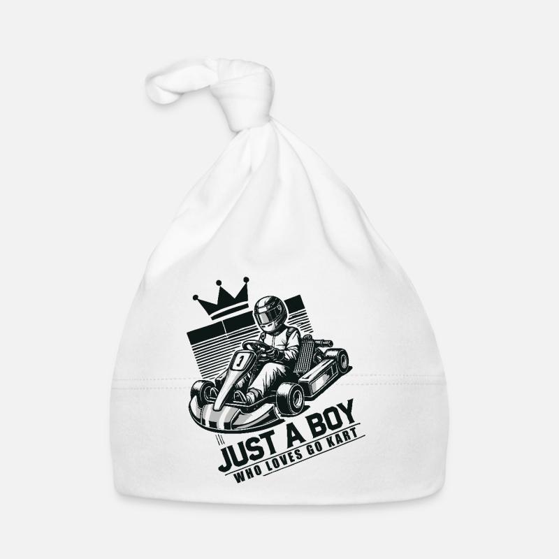 Un garçon qui aime les courses de karting - Bonnet bio Bébé - blanc