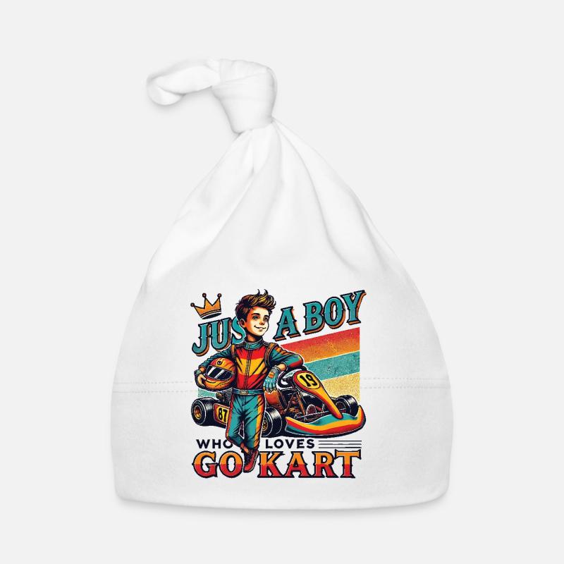 Juste un garçon qui aime le karting - Bonnet bio Bébé - blanc