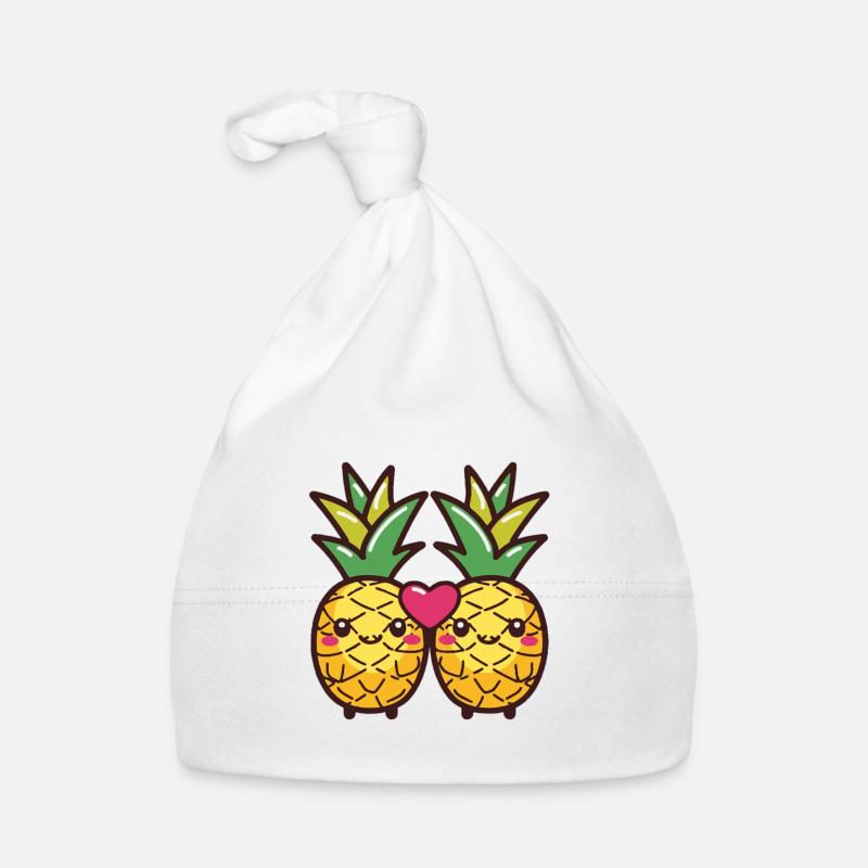 Ananas Paar Liebe Herz Comic Baby Bio-Mütze