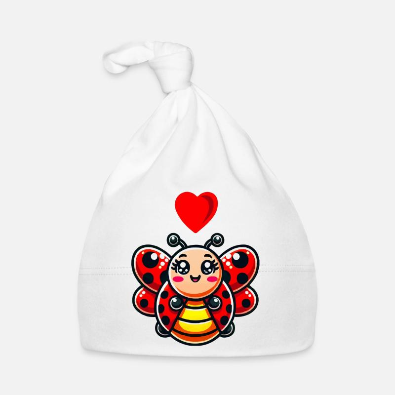 Ladybug Comic Heart Organic Baby Cap
