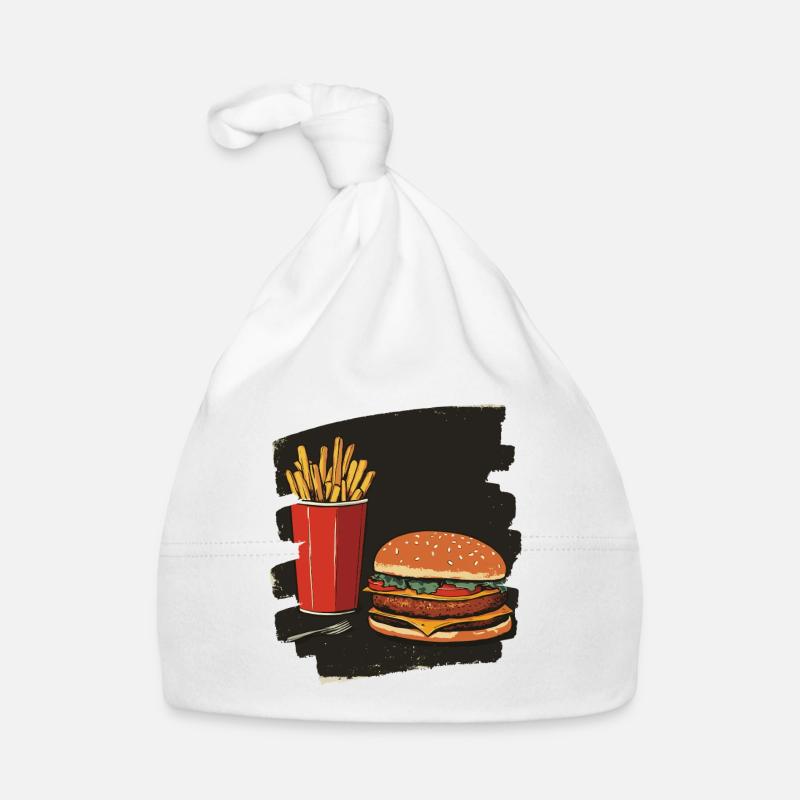 Burger und Fritten Retro Baby Bio-Mütze
