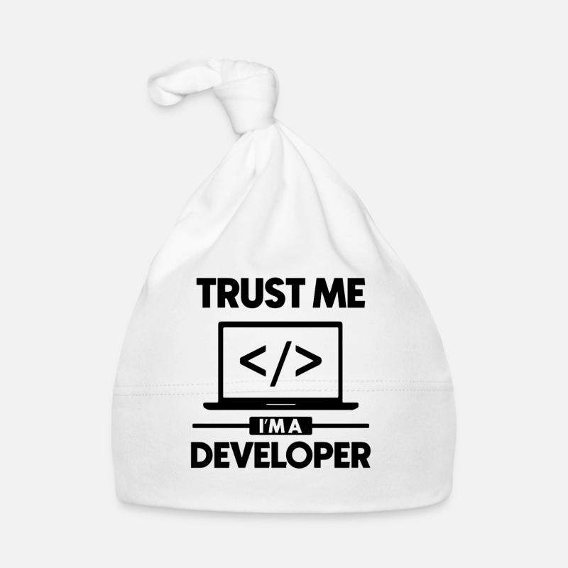 Believe me, I'm a developer - Organic Baby Cap - white