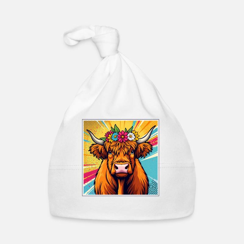 Vache des Highlands Pop Art Vache Bonnet bio Bébé