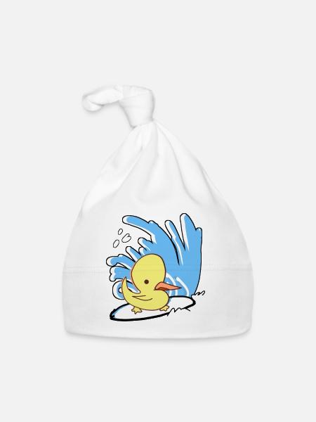 Surfin'Duck - Organic Baby Cap - white - Front