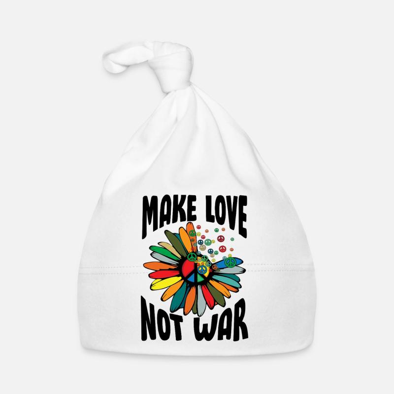 Make Love Not War Flowerpower Hippie Baby Bio-Mütze