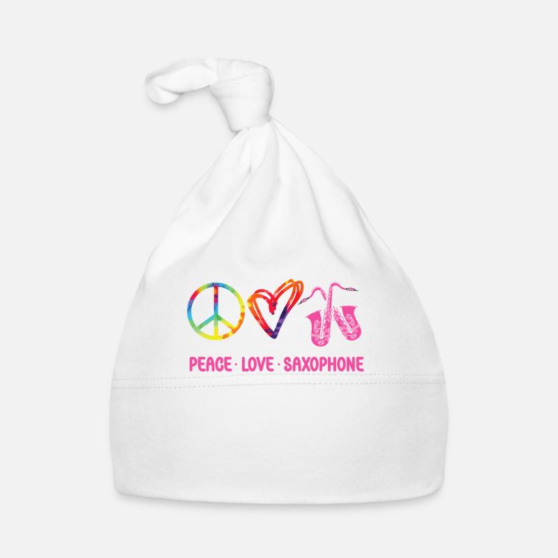 Saxophone Tie Dye Peace Love Baby Bio-Mütze