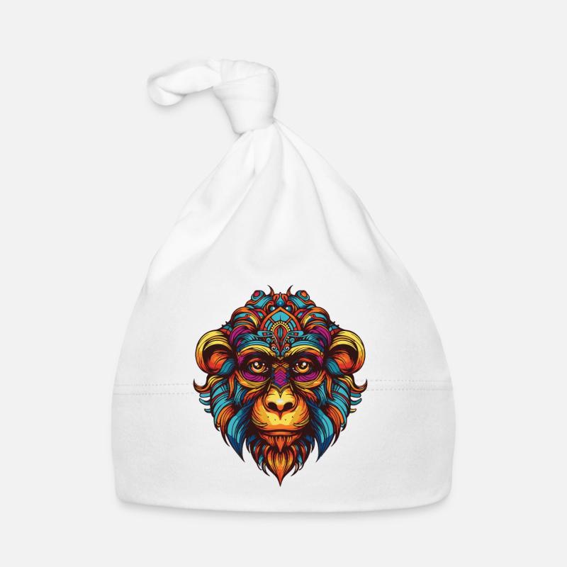 Monkey Portrait Organic Baby Cap