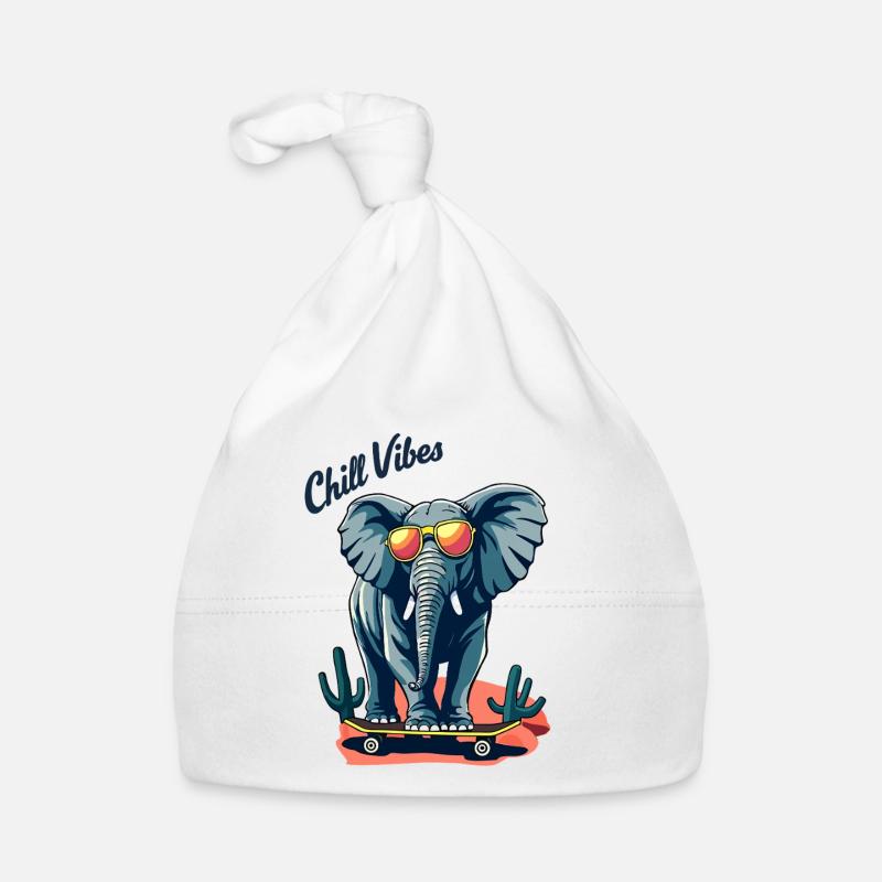 Elefant Skateboard Skater Chill Vibes Baby Bio-Mütze