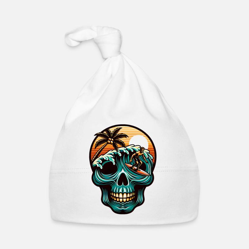 Surfing Surfer skull Organic Baby Cap
