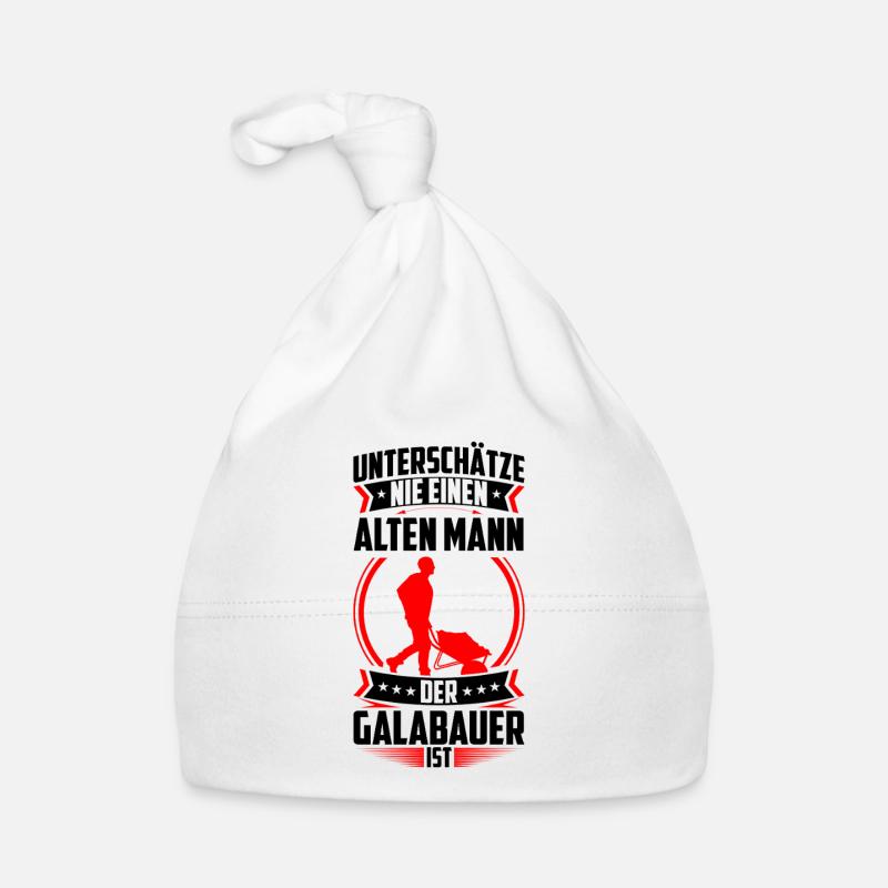 Alter Mann der Galabauer ist Landschaftsbauer Baby Bio-Mütze