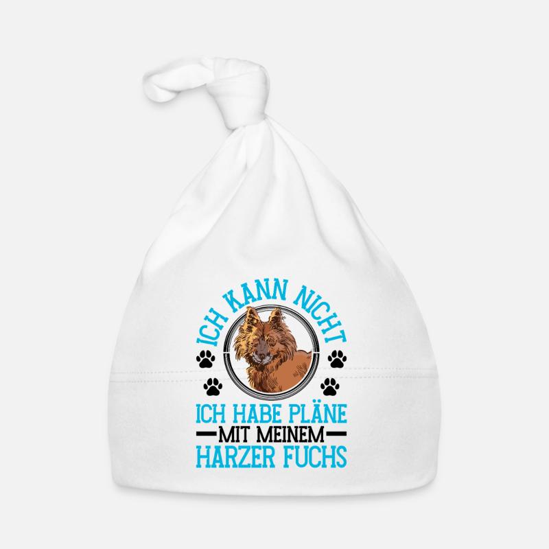 Plans de renard du Harz avec un vieux chien de berger allemand - Bonnet bio Bébé - blanc