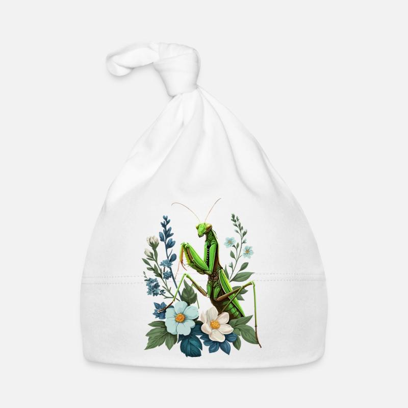 Ästhetische Gottesanbeterin mit Blumen Baby Bio-Mütze