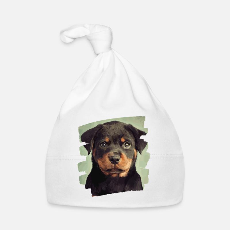 Rottweiler - Baby Bio-Mütze - Weiß