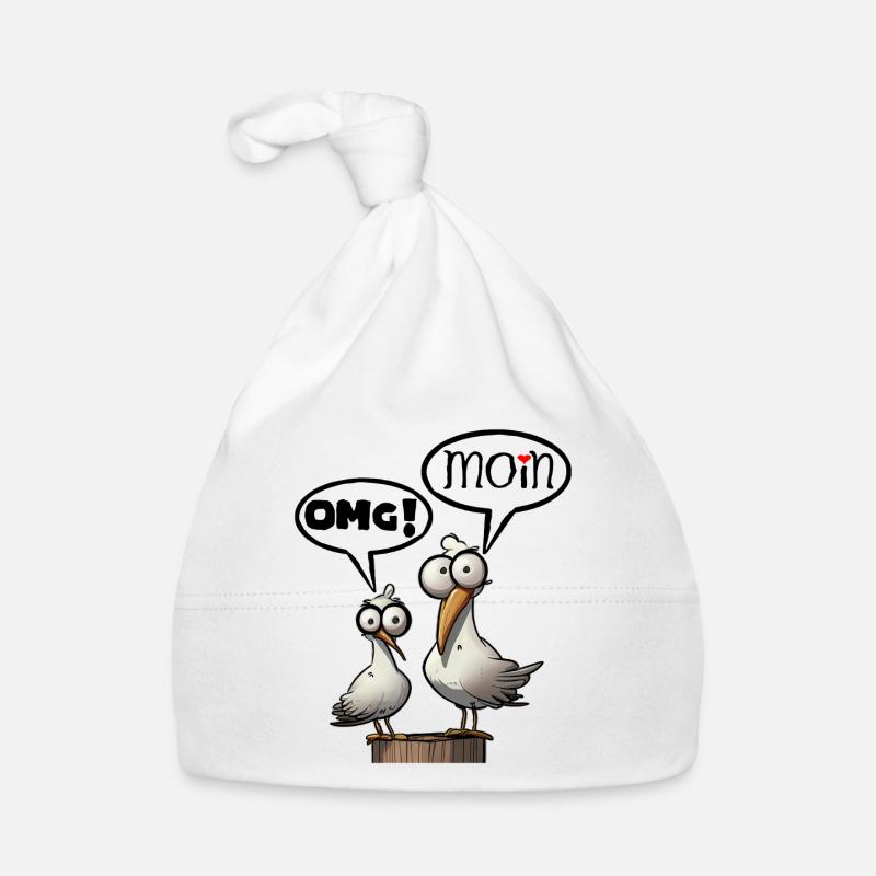 Die Bäädden Möwen - Möwe omg moin - Baby Bio-Mütze - Weiß