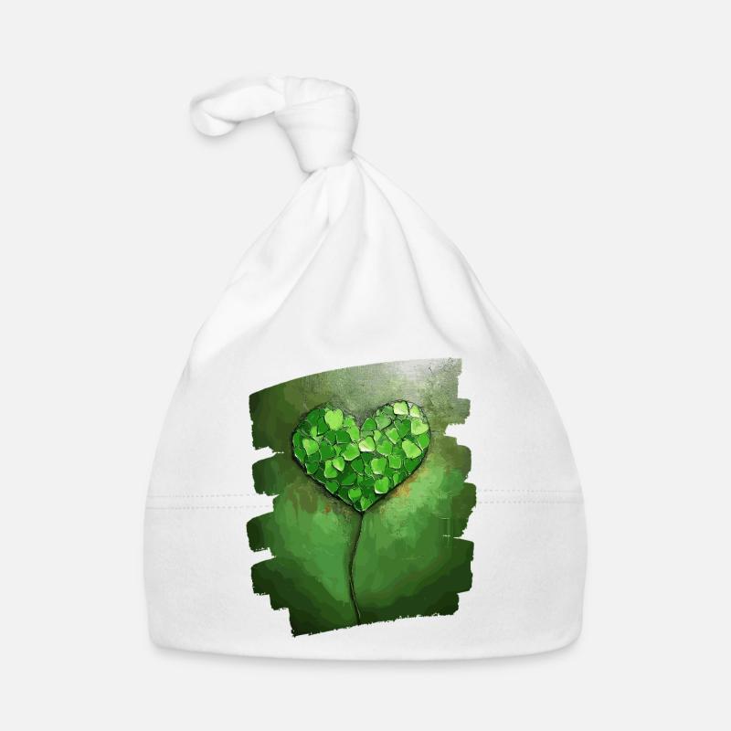 St. Patrick's Day Shamrock Heart Organic Baby Cap