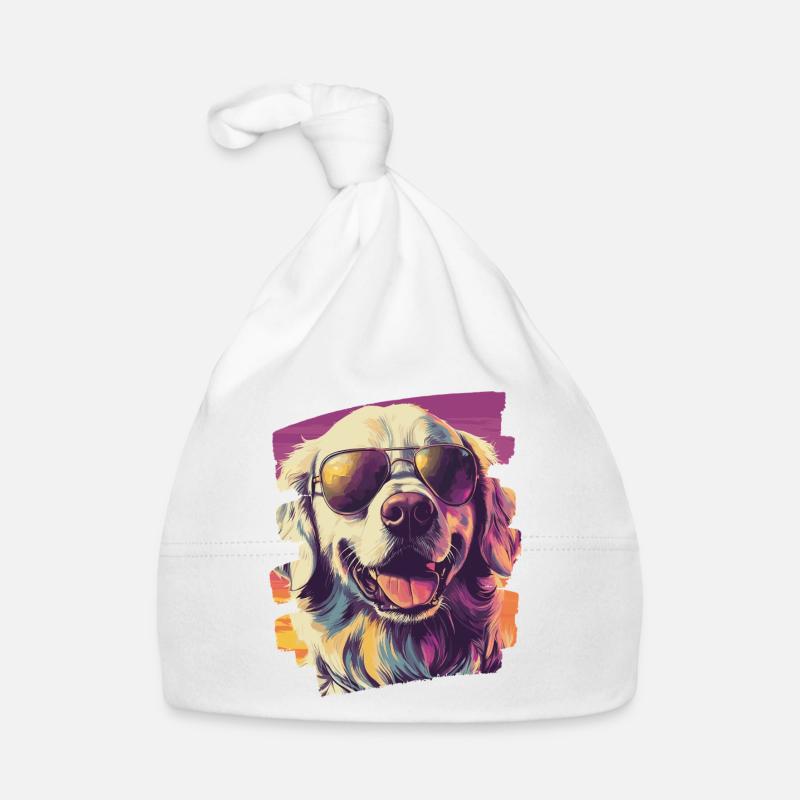 Golden retriever - Bonnet bio Bébé - blanc