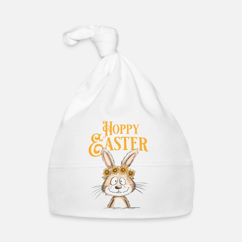 Happy Easter Osterhase - Baby Bio-Mütze - Weiß