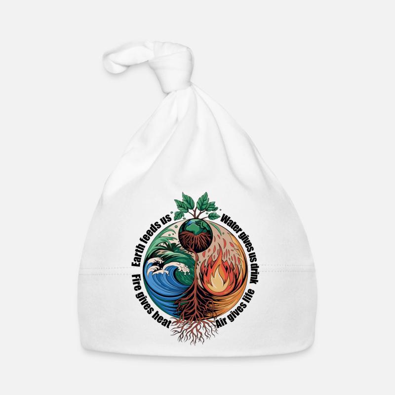 Arbre des Quatre Éléments - Terre, Eau, Feu, Air Bonnet bio Bébé