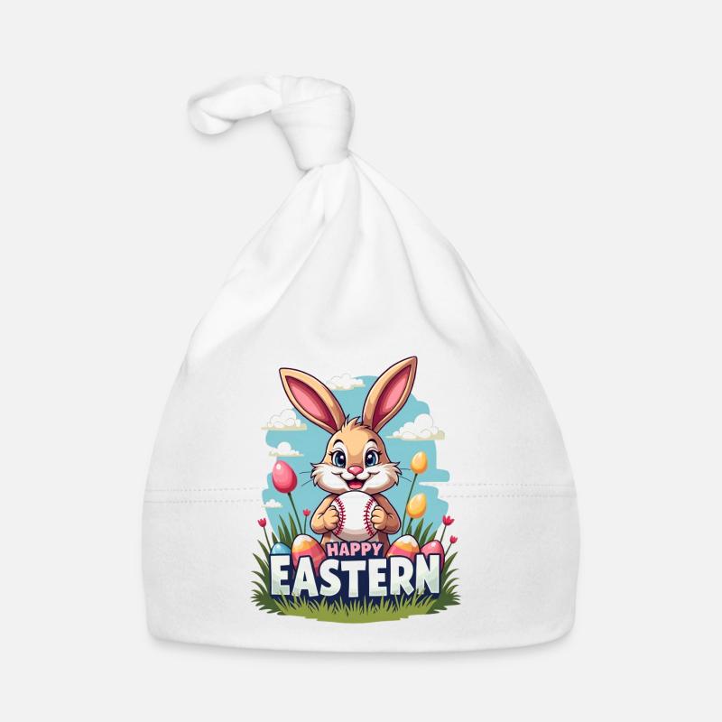 Baseball Happy Eastern Easter Bunny Sport Organic Baby Cap