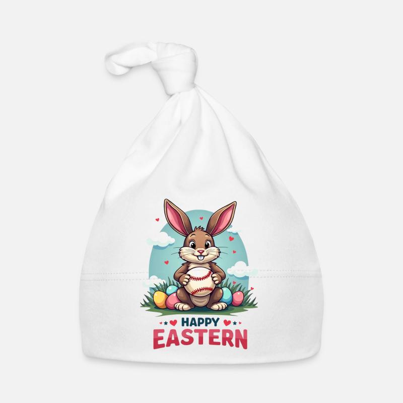 Baseball Happy Eastern Easter Bunny Sport Organic Baby Cap