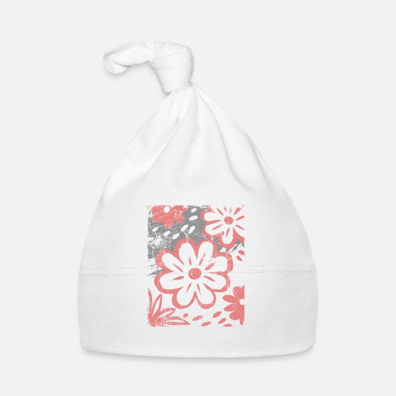 Fleurs - Printemps - Été - Dire - Bonnet bio Bébé - blanc
