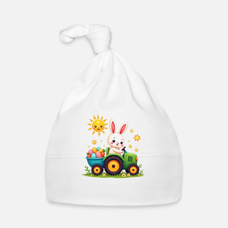 Easter Design Easter Bunny with Tractor Kids Organic Baby Cap