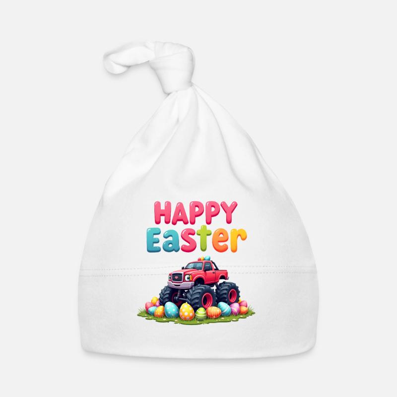Boys Happy Easter Monster Truck Easter Eggs Organic Baby Cap