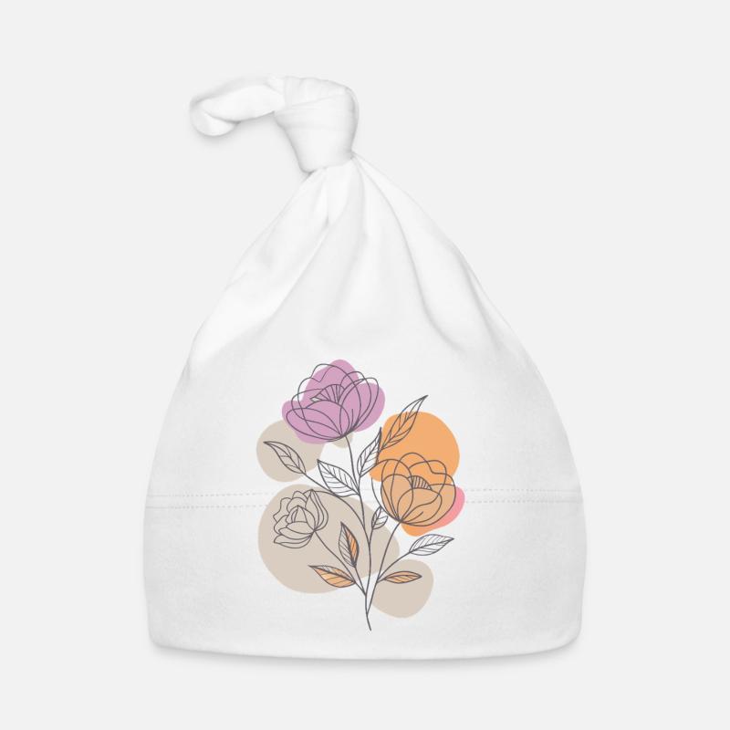Fleurs - Printemps - Été - Dire - Bonnet bio Bébé - blanc