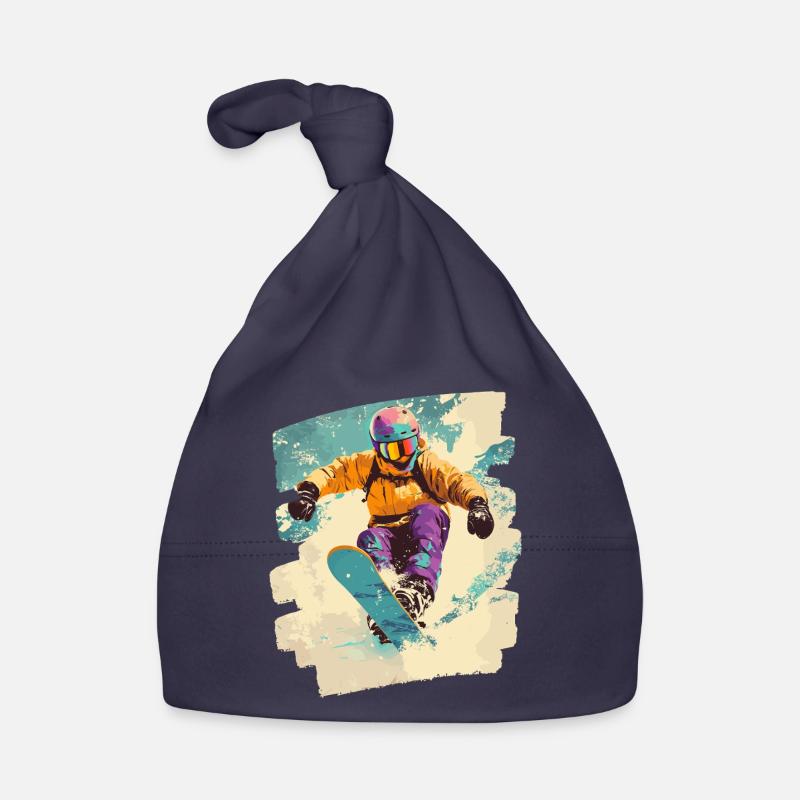 Snowboarder Pulverschnee Baby Bio-Mütze