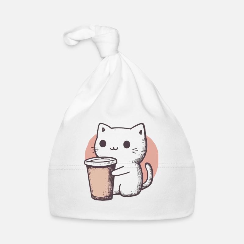 Chibi: Süße Kawaii Katze mit Kaffeebecher Baby Bio-Mütze