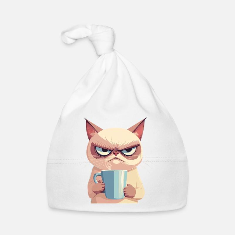 Style : Chat avec du café Bonnet bio Bébé