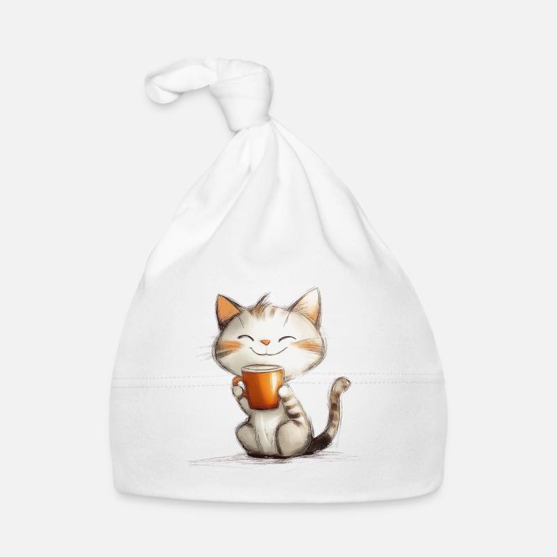 Chat heureux avec du café Bonnet bio Bébé