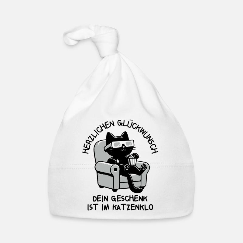 Herzlichen Glückwunsch - Geschenk ist im Katzenklo Baby Bio-Mütze
