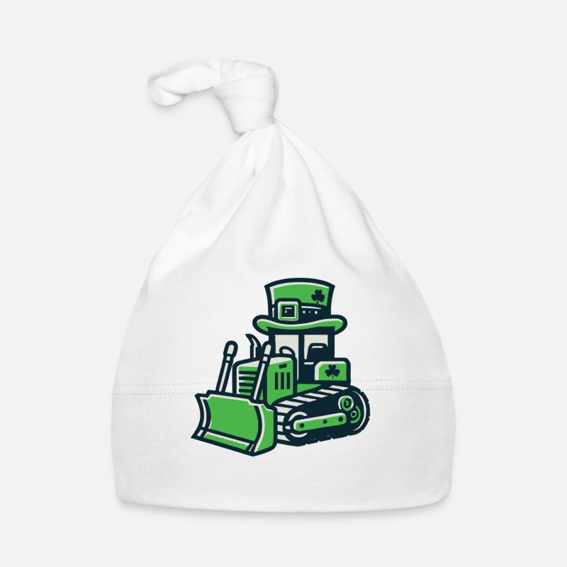 St. Patrick's Day Excavator Lucky Charm Organic Baby Cap