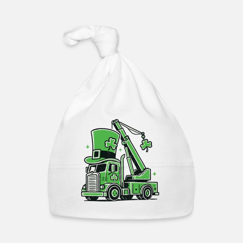 Funny St. Patrick's Day Crane Construction Vehicle Organic Baby Cap