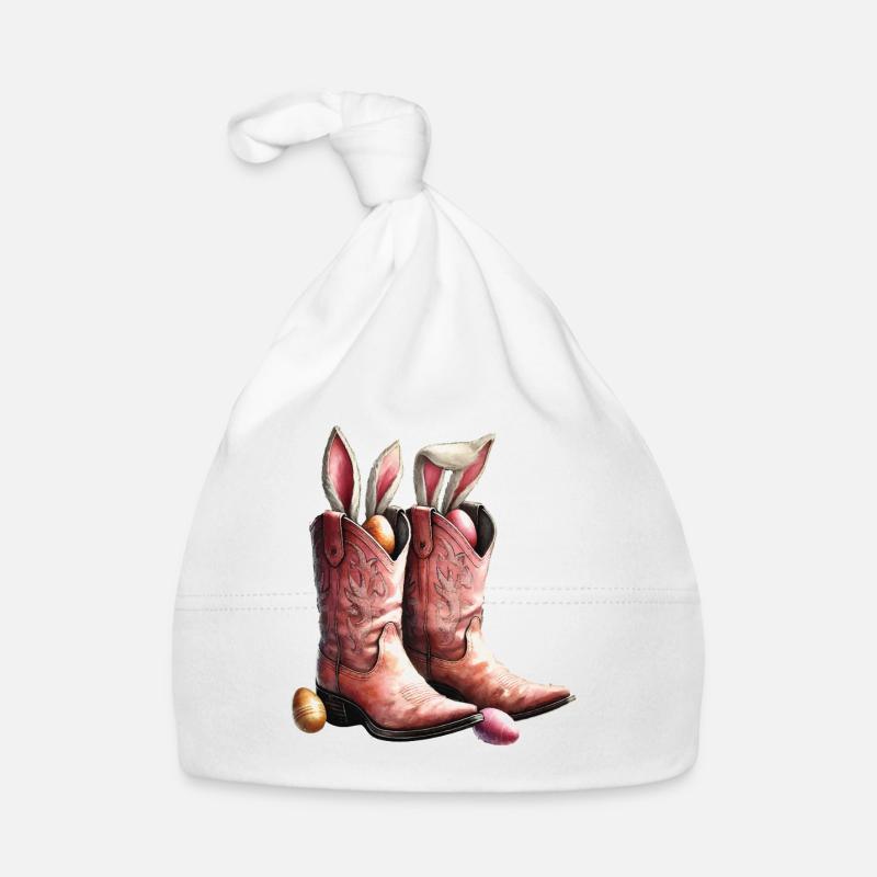 Easter Cowboy Retro Boots with Bunny Ears Vintage Organic Baby Cap