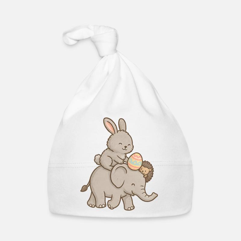 Rabbit Rides Elephant – Douce amitié animale Bonnet bio Bébé
