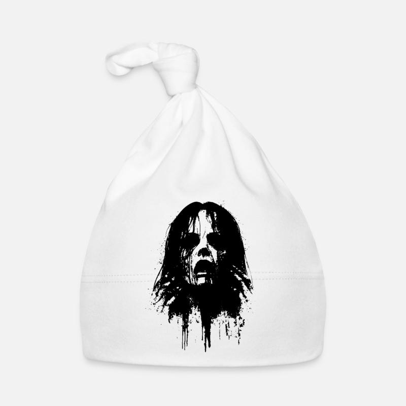 Demonic Woman's Head with Empty Eyes Organic Baby Cap