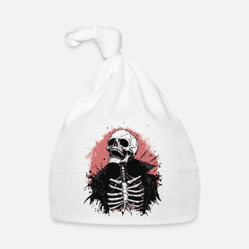 Skeleton with leather jacket in punk horror style Organic Baby Cap