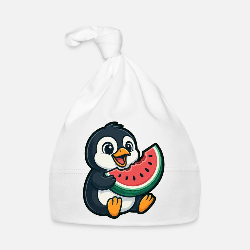 Pinguin mit Wassermelone Sommerfrucht Baby Bio-Mütze