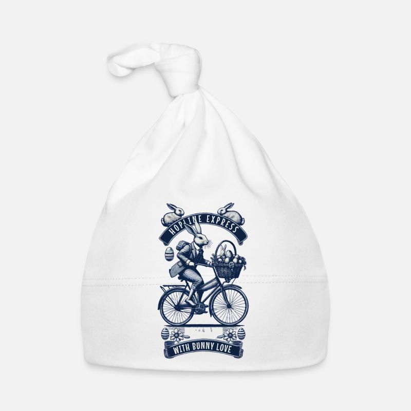 Easter Retro Bunny Bicycle Basket Eggs Organic Baby Cap