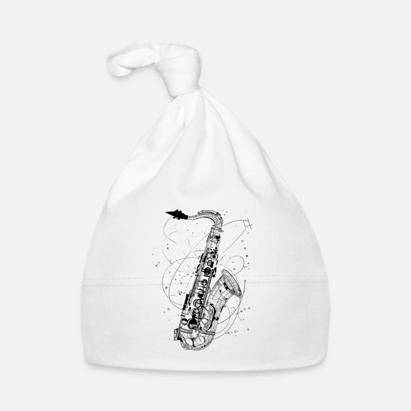 Saxophone Drawing Organic Baby Cap