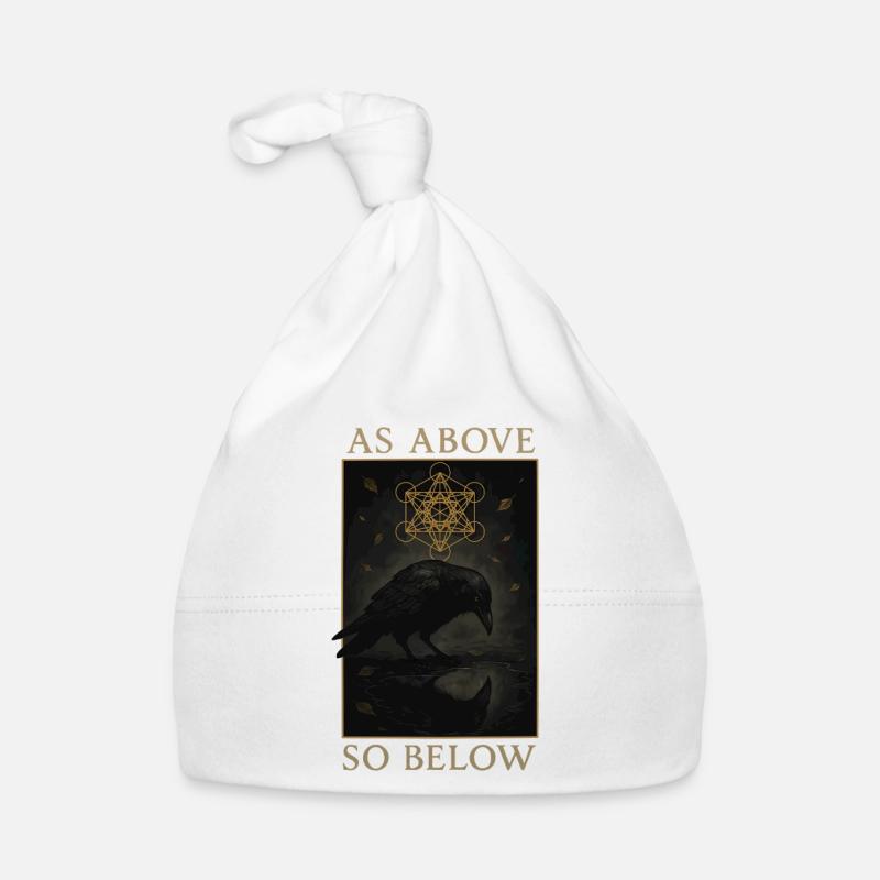 As Above So Below Raven Metatron's Cube Art Organic Baby Cap