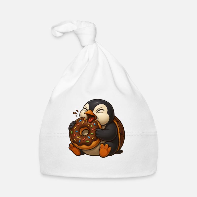 Mignon dessin animé pingouin beignet grignoter alimentation Bonnet bio Bébé