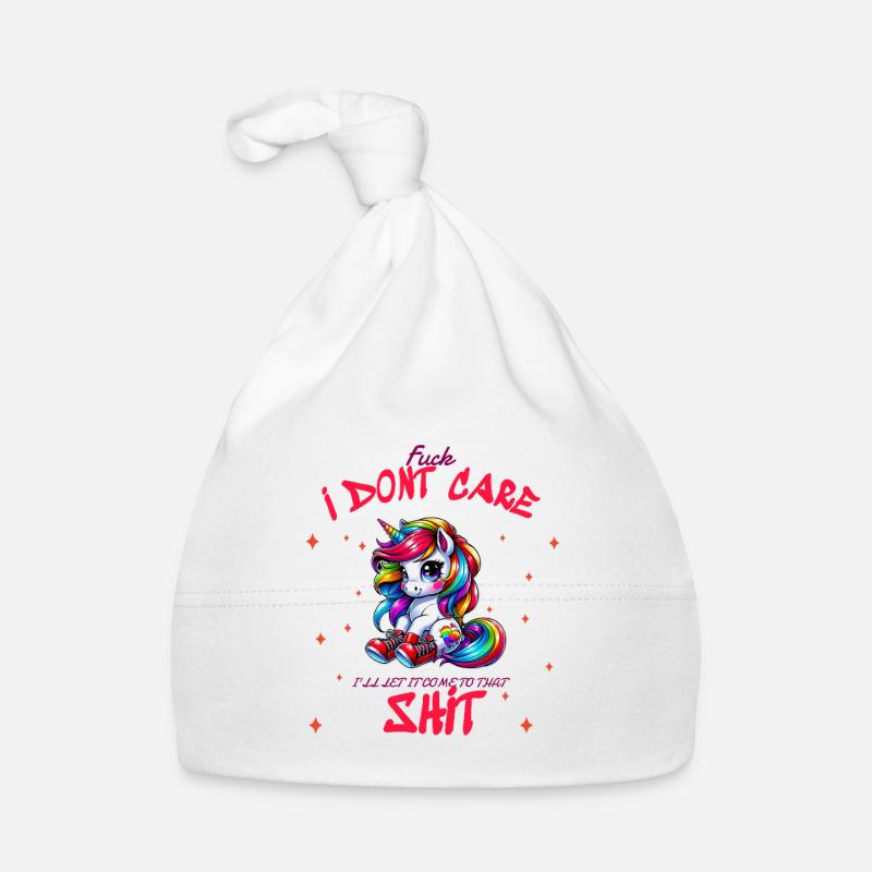 I Don’t Care Einhorn Statement design Baby Bio-Mütze