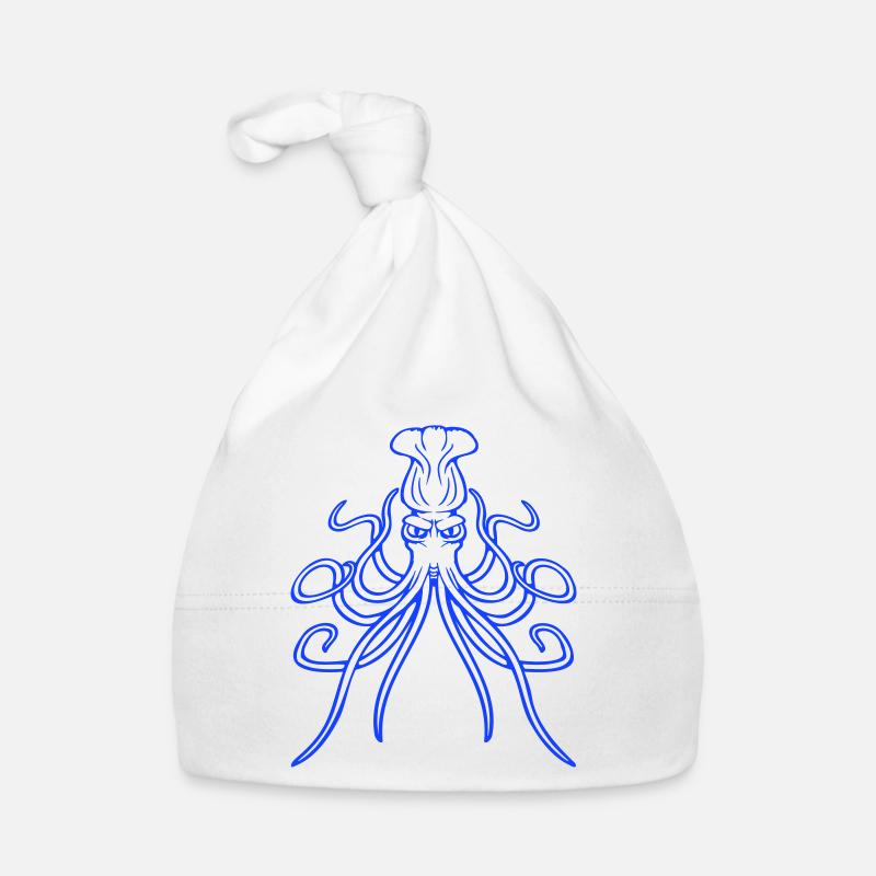 Pieuvre, pieuvre, pieuvre, céphalopode, mauvais œil - Bonnet bio Bébé - blanc