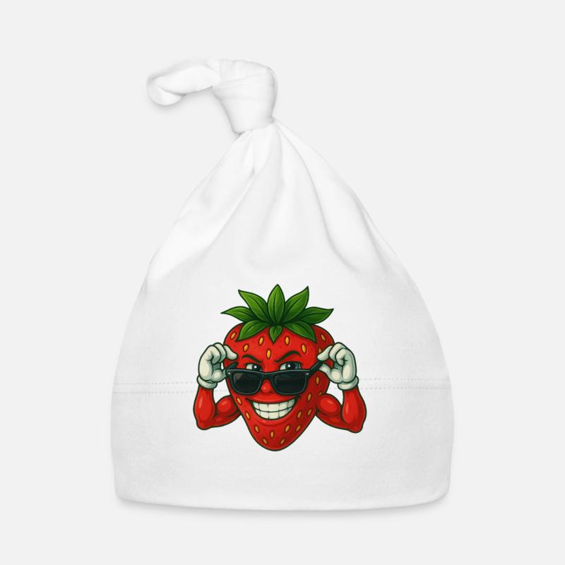 Cool strawberry with sunglasses in summer Organic Baby Cap